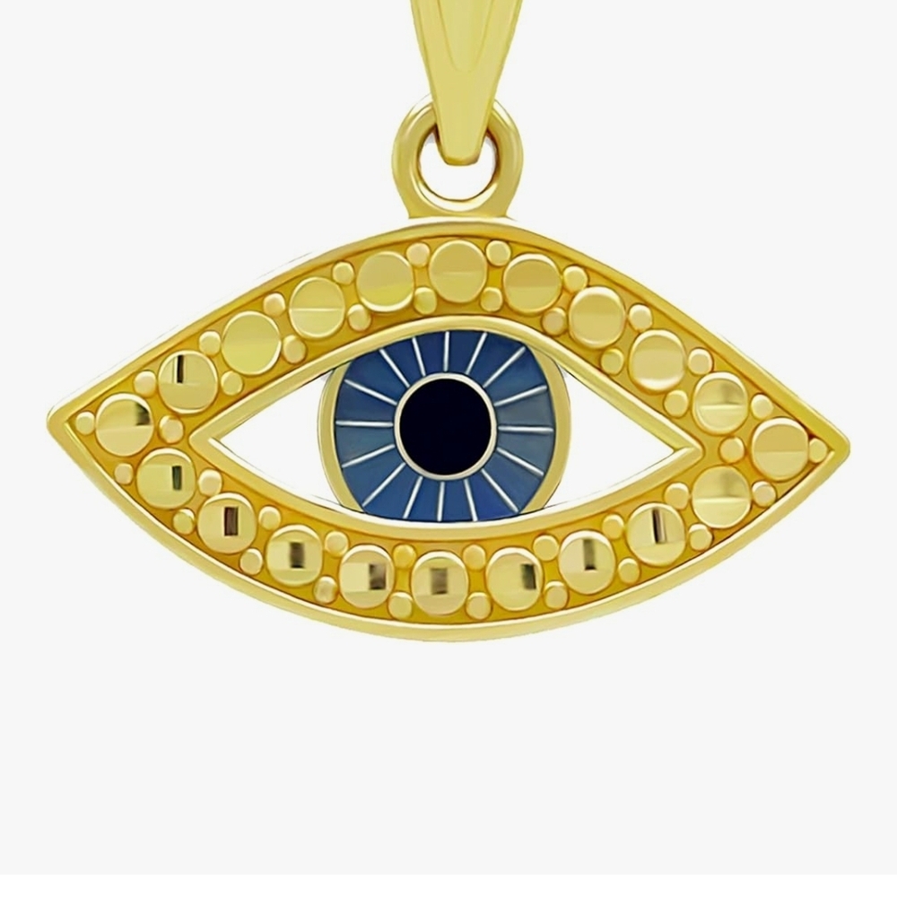 Gold and Blue Evil Eye Pendant